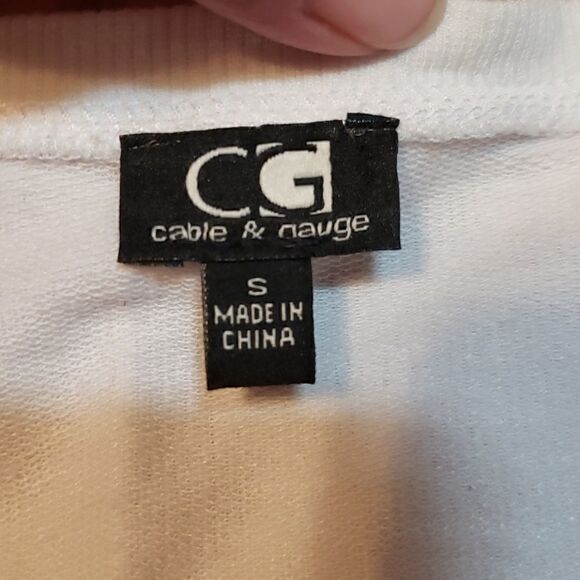 Cable & Gauge White Tank Top, sleeveless tunic Asymmetrical, Small - Picture 3 of 4